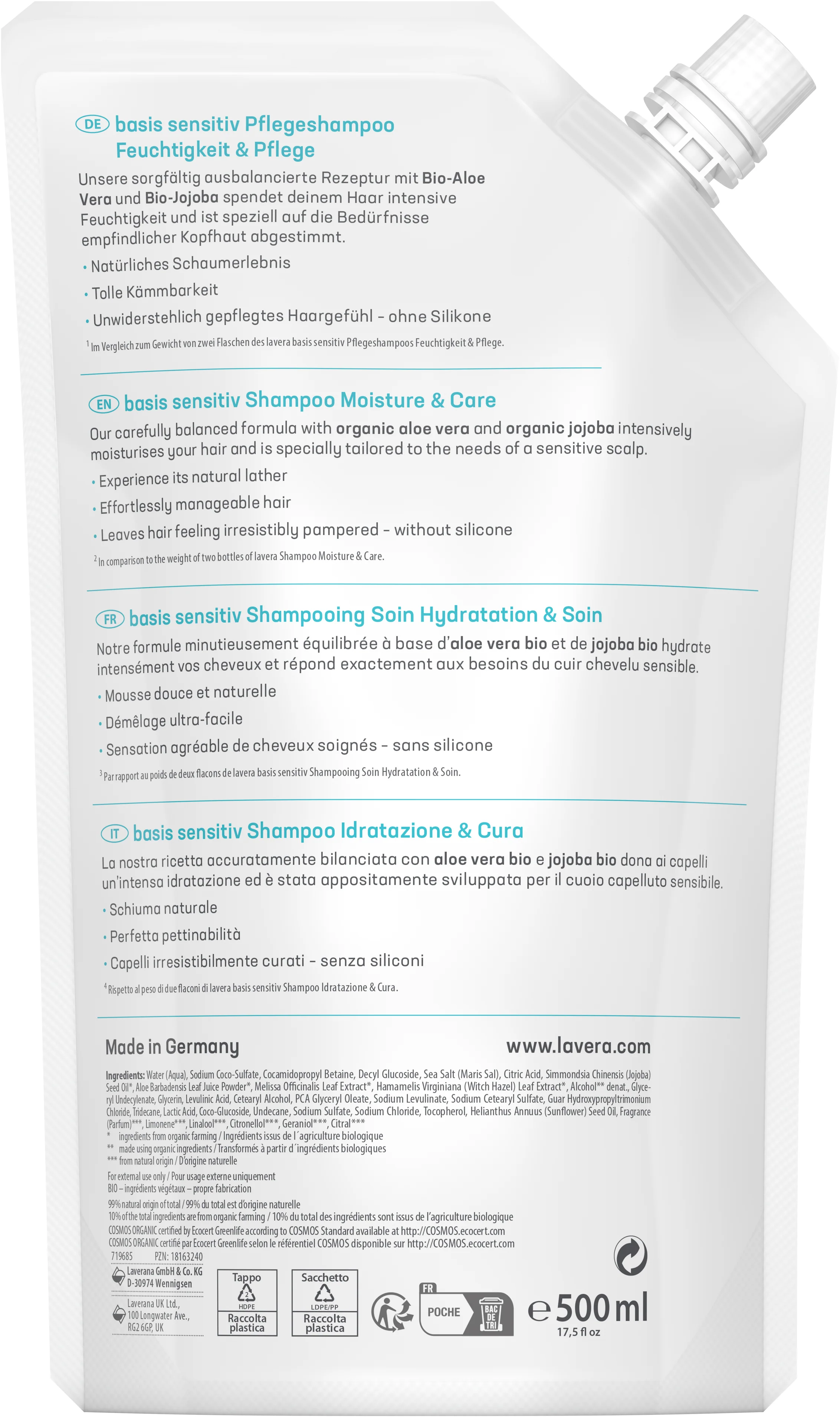 Nachfüllbeutel basis sensitive Pflegeshampoo Feuchtigkeit & Pflege - Image 4